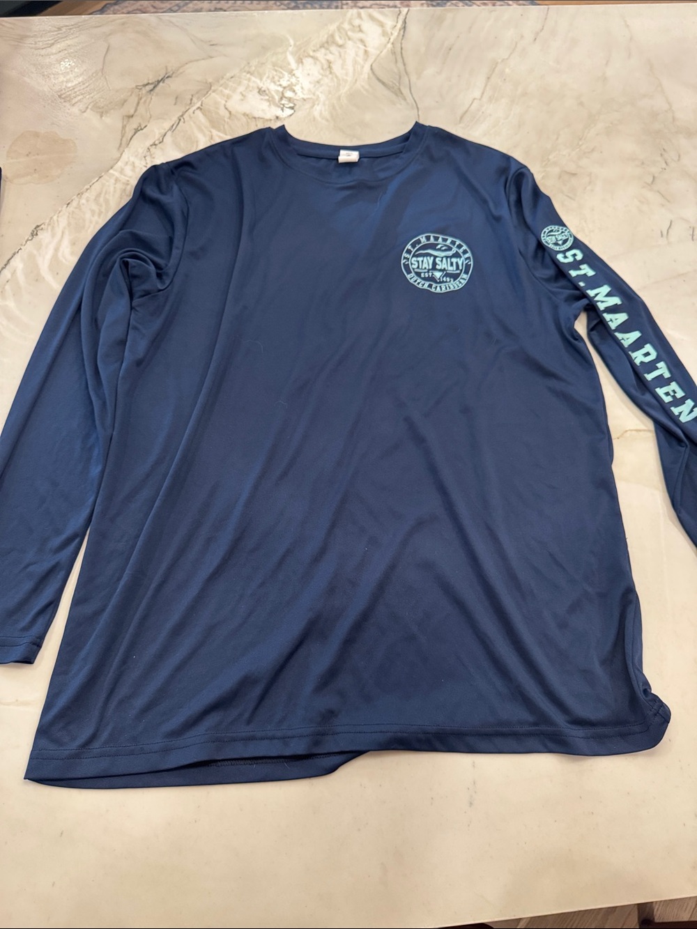 Stay Salty St. Maarten Long-Sleeve Swim Shirt - Navy